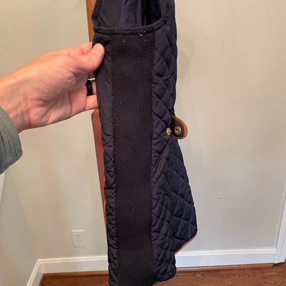 Fate Navy Blue Quilted Vest with Brown Trim, Size Medium - Picture 6 of 6